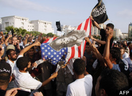 Manifestation devant l'ambassade des États-Unis à Tunis. (AFP)