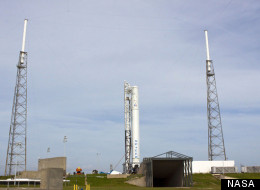 SpaceX's Falcon 9 rocket sits ready for a launch dress rehearsal at Florida's Cape Canaveral Air Force Station ahead of the Dragon space capsule's first contracted cargo run to the International Space Station.