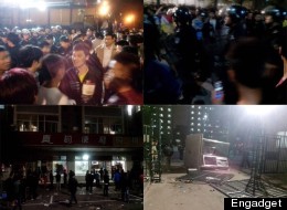 Pictures uploaded to Chinese social media sites of the alleged brawl