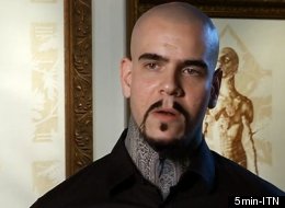 Vincent Castligia paints with his own blood. Some works require the use of as many as 30 vials of plasma.