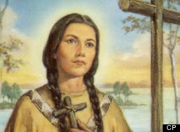 Fleeing persecution, Kateri Tekakwitha settled in Quebec, where she devoted her life to God. Date: 1656 - 1680 (CP, Source: Prayer card)
