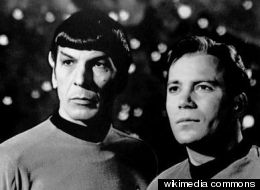 Two physicists from NYU have proposed how a working tractor beam might be assembled. This is a publicity photo of Leonard Nimoy and William Shatner as Mr. Spock and Captain Kirk from the television program