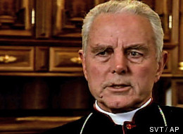 ** FILE ** This Nov. 2008 image from video shows British-born Bishop Richard Williamson during an interview in Schierling, south of Regensburg, Germany. The traditionalist bishop whose denials of the Holocaust embarrassed the Vatican was ordered Thursday Feb. 19, 2009 to leave Argentina within 10 days. A Buenos Aires television station is aired footage Tuesday Feb. 24, 2009 of Williamson the Holocaust-denying Catholic bishop whose statements embarrassed the Vatican threatening a journalist wi