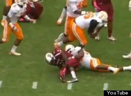 South Carolina running back Marcus Lattimore suffers knee injury.