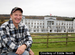 Eddie Heath in front of his Buckingham Palace model