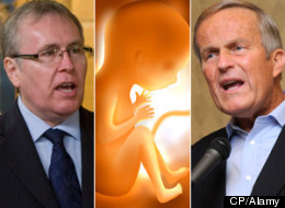 A new poll from Forum Research shows a spike in support for unrestricted abortion in Canada in the wake of MP Stephen Woodworth's (left) motion to study the definition of human life and outgoing U.S. Republican representative Todd Akin's (right) controversial comments on rape and abortion. (CP/Alamy)