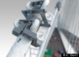 A rendering of the cable sweepers that will be used to clear ice off the Port Mann Bridge. (B.C. Government)