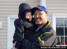 Todd Churchill with his 23-month-old son Carter who has been diagnosed from cerebral palsy and acute hearing impairment (reasonfortherink.com)