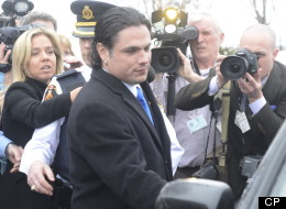 Sen. Patrick Brazeau enters a vehicle on Parliament Hill in Ottawa, Tuesday, Feb.12, 2013. Senators have voted to force Brazeau, who is facing criminal charges, to take a leave of absence from the upper chamber. (CP)