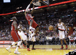 Miami Heat's LeBron James (6) against the Portland Trail Blazers during an NBA basketball game in Miami, Tuesday, Feb. 12, 2013. (AP Photo/Alan Diaz)