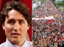 Liberal leadership favourite Justin Trudeau waded into two areas of provincial policy, at one point even taking shots at the Parti Quebecois government, while visiting Quebec today. (CP)