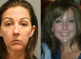 Karen Carstens in a booking photo (left), and an undated photo published in 2012 (right)